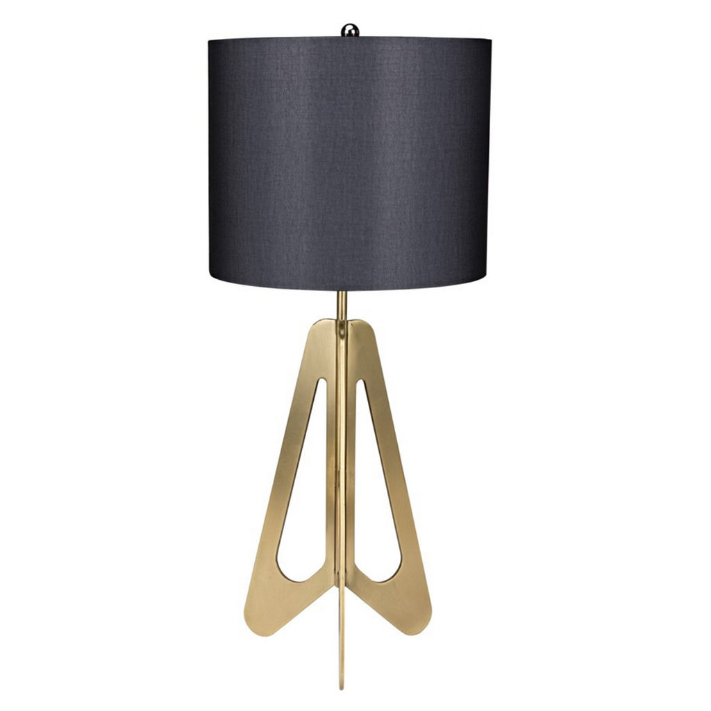 Candis Lamp with Black Shade, Antique Brass — view 1
